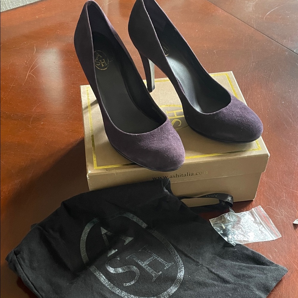 ASH Dark Purple Suede Heels 39